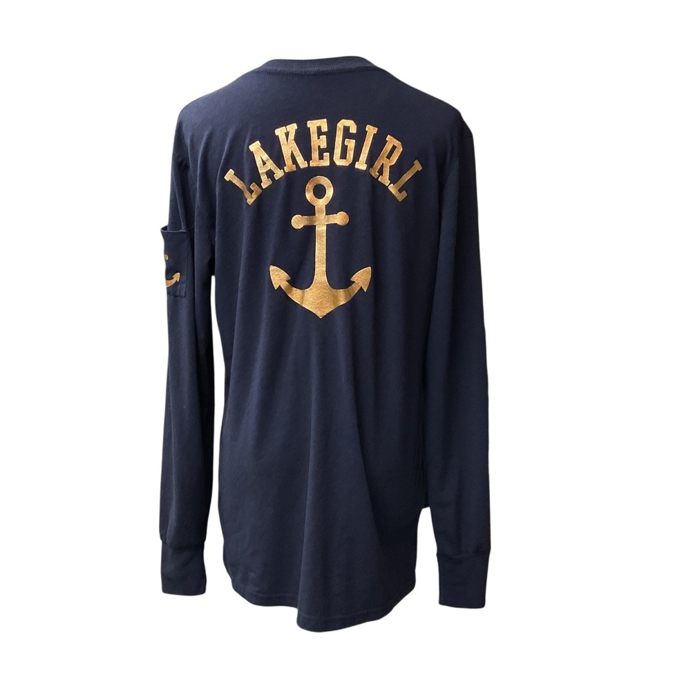 Lake‎ Girl Women's Crewneck Logo Back Pocket Long Sleeve Pullover Shirt Size L - Picture 5 of 8
